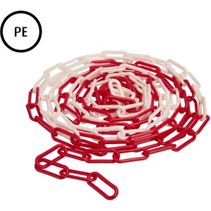 Conacord Absperrkette rot-weiß, Polyethylen, 6 mm Durchmesser, 5 m Länge, aufgerollt.