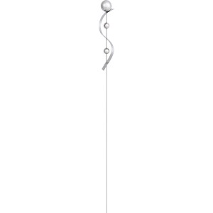 Silberner Gartenstecker mit 3 Kugeln, 125 cm hoch, aus Edelstahl für Gartendekoration.