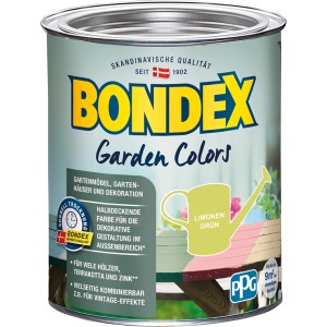 Dose Bondex Garden Colors Limonengrün, halbtransparente Wetterschutzfarbe für Gartenmöbel.