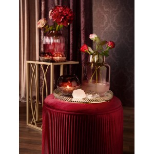 Dekorativer Teelichthalter Blush Bordeaux aus lila Glas, 10x11cm, für stimmungsvolle Beleuchtung.