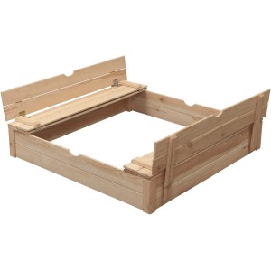 SwingKing Sandkasten Robert aus druckimprägniertem Holz mit Klappdeckel als Sitzbank, 150x120 cm.