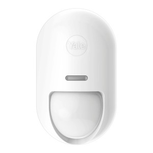 Weißer, kabelloser Yale Bewegungsmelder für Innenräume, Teil des Smart Alarm Systems.