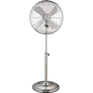 Chromfarbener Standventilator SV 45-40 mit Ø 40 cm Durchmesser.