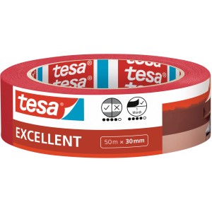 tesa® Malerband Excellent, 50 m x 30 mm, für saubere Farbkanten bei Malerarbeiten im Innenbereich.