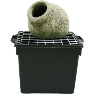 Gartenbrunnen-Set Orange mit Amphore im Antik-Look, Pumpe und Becken.