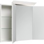 Posseik Spiegelschrank 100 cm, weiß hochglanz, mit LED-Lampe und Glasböden.