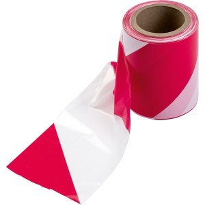 LUX Warnband, rot-weiß, 50 m Rolle, zum Absichern und Abgrenzen.