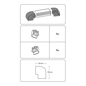 Gardinia Rundbogen P2Ü, 2er-Pack, weiß, für Gardinenschienen, 90° Winkel, zum Aufstecken, vorgebohrt.