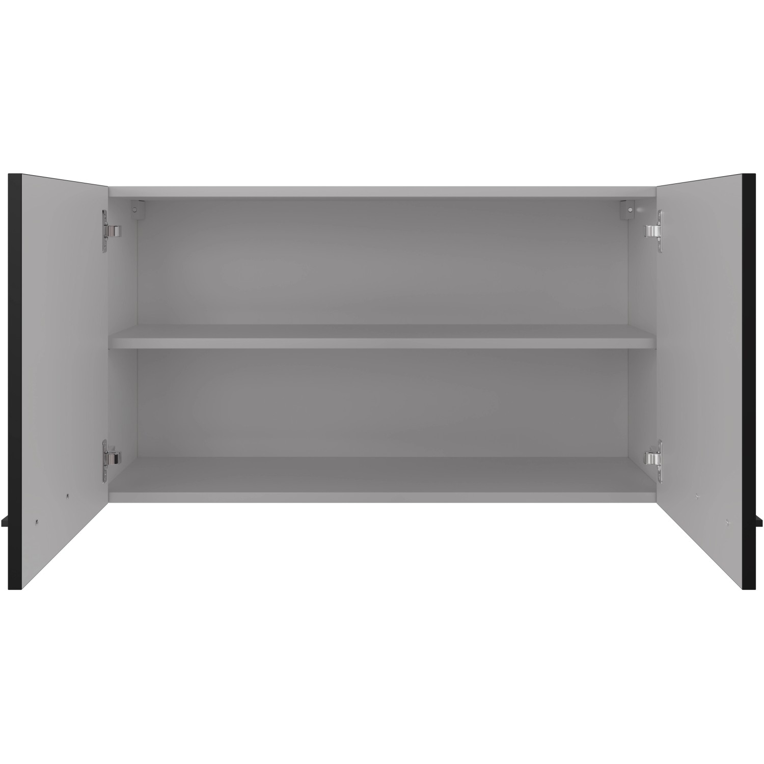 Offener Flex-Well Exclusiv Oberschrank Capri, 100 cm, Schwarz Matt-Endgrain Oak, mit Einlegeboden.