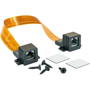 Schwaiger Ultra-Slim LAN-Fensterdurchführung für Netzwerkverbindung, mit Zubehör.