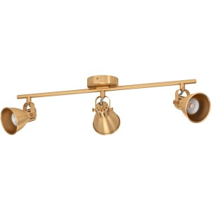 3-flammige Eglo Spotleuchte Seras in Messing-Gold gebürstet mit GU10 Leuchtmitteln.