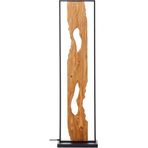 Moderne LED-Stehlampe Chaumont, 120 cm, in Schwarz und Holzoptik für Wohnräume.