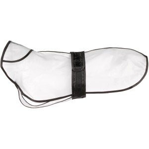 Jollypaw Regenmantel James S, 34 cm, transparenter Hundemantel mit schwarzer Umrandung und Klettverschluss.