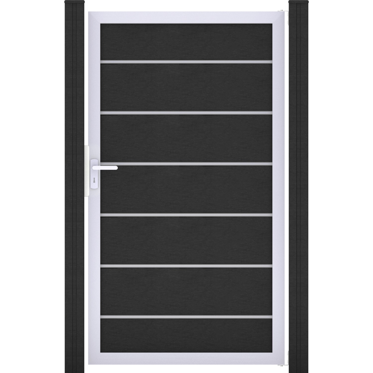 GroJaSolid Grande Premium Tor, anthrazitgrau, 100x180 cm, mit Rahmen. Sichtschutzzaun-Tor.