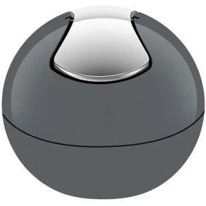 Spirella Kosmetikeimer Bowl in Grau: runder Abfalleimer aus Kunststoff mit Wippdeckel.