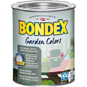 Dose Bondex Garden Colors Wetterschutzfarbe in Behagliches Grün, geeignet für Holz, Terrakotta und Zink.