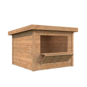 Palmako Marktstand Lenna Set, braun tauchgrundiert, mit Verkaufsklappe, 300x300 cm.