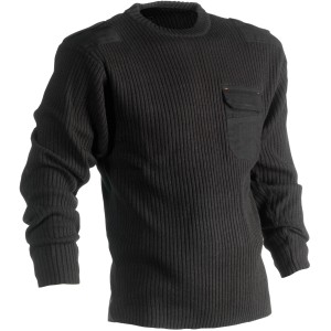 Schwarzer Herock Pullover Wodan S aus Rippstrick mit Brusttasche für Arbeitskleidung.
