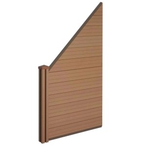 MCW WPC-Sichtschutz Savoie, Erweiterungselement schräg links, Teak-Optik. Zaun und Pfosten.