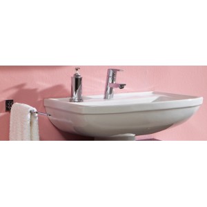 Fackelmann Waschbecken Montreal, 60 cm, Weiß, mit Armatur und Seifenspender.