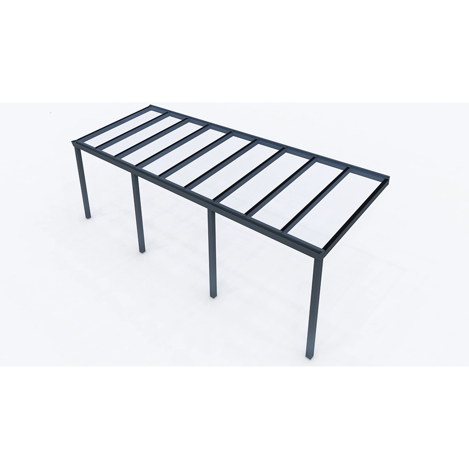 Terrassenüberdachung Basic, 700x250 cm, Anthrazit Glas. Moderne Glasüberdachung für Terrasse & Garten.
