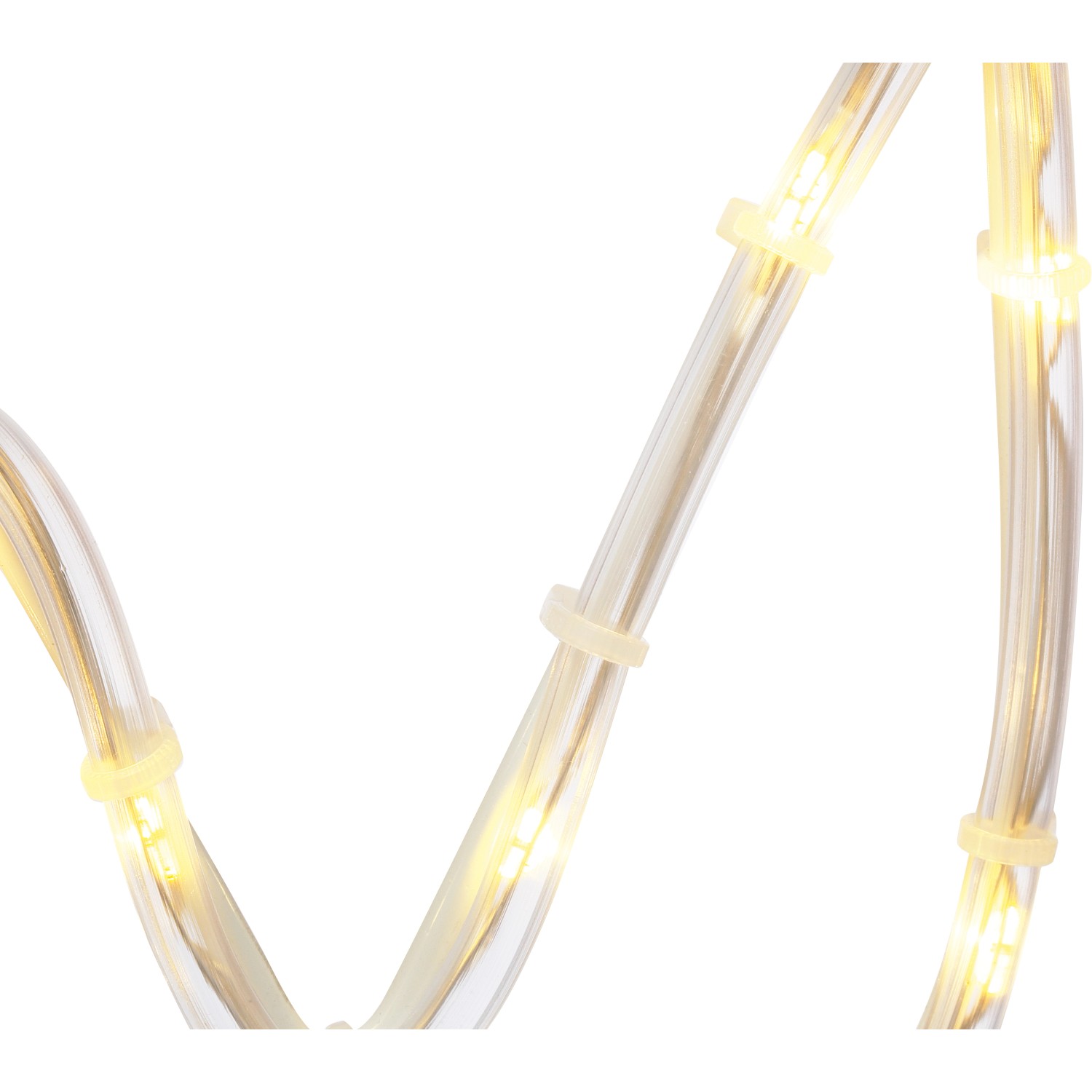 Detailaufnahme: Transparentes Rentier mit warmweißen LEDs, Weihnachtsdekoration für Außen.