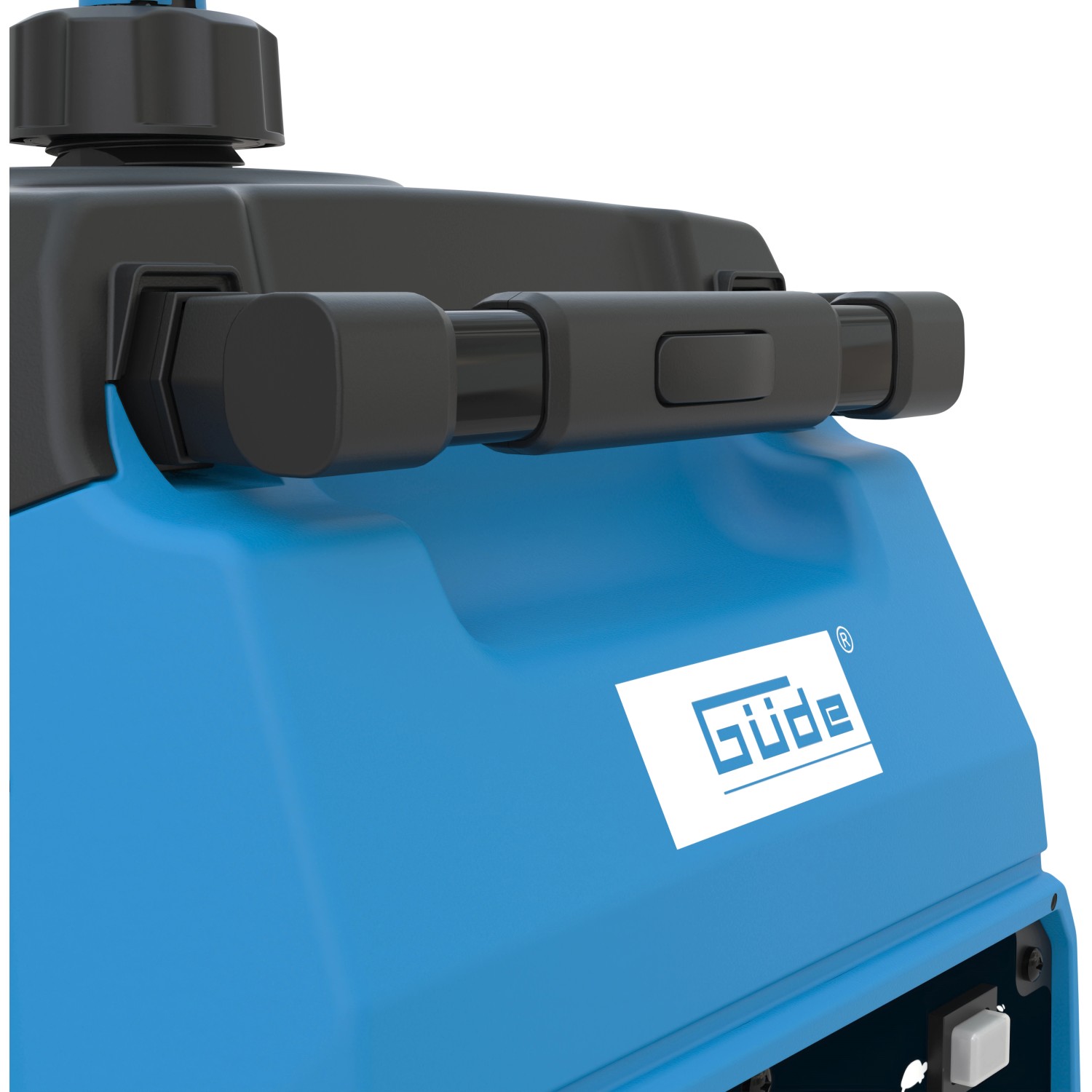 Detailansicht: Blauer Güde Inverter Stromerzeuger ISG 3200-2 mit Tragegriff.