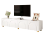 okwish TV-Schrank Lowboard mit Bogenrelief 4 Türen Metallfüße Wohnzimmer 180x35x40cm Weiß_8