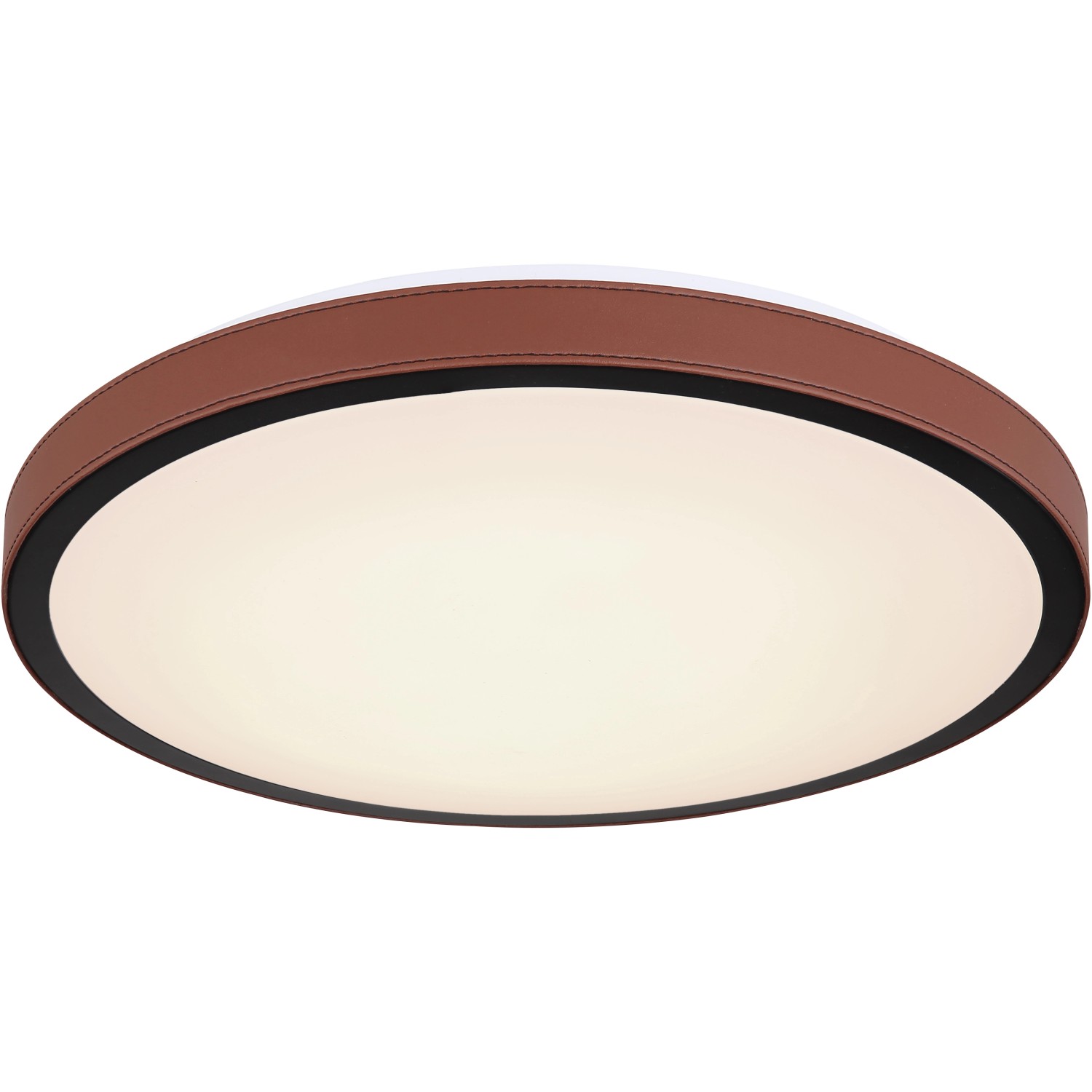 Moderne LED-Deckenleuchte Sammi in Braun-Weiß, 420mm Durchmesser. Dekorative Lampe für Wohnräume.