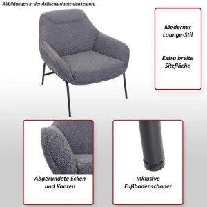 MCW Loungesessel J77 in Creme-Beige mit Bouclé-Bezug und Metallfüßen.