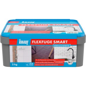Eimer Knauf Flexfuge smart, gebrauchsfertiger, weißer Fugenmörtel für Fliesen und Naturstein, 2 kg.
