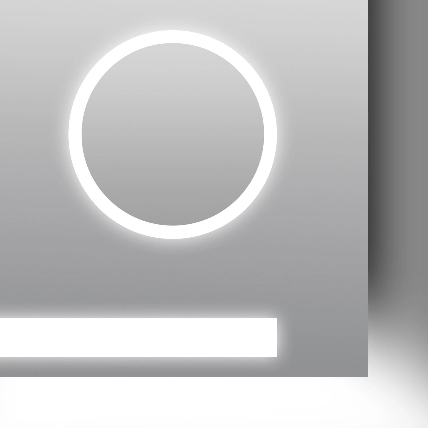DSK Design LED-Lichtspiegel Silver Conde, 100x60 cm, mit runder und rechteckiger Beleuchtung.