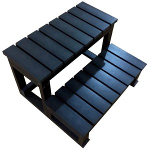 Anthrazitfarbene Home Deluxe Whirlpooltreppe Beach, 2-stufig, aus WPC-Material.