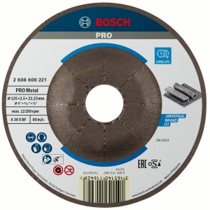 Bosch Schleif-Trennscheibe, 125 mm, gebogen, für Metall. Zubehör für Winkelschleifer.