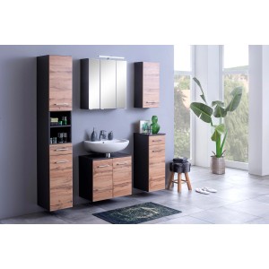 Held Möbel 2-tlg. Unterbecken-Set Molina 60 cm Wotaneiche-Graphitgrau