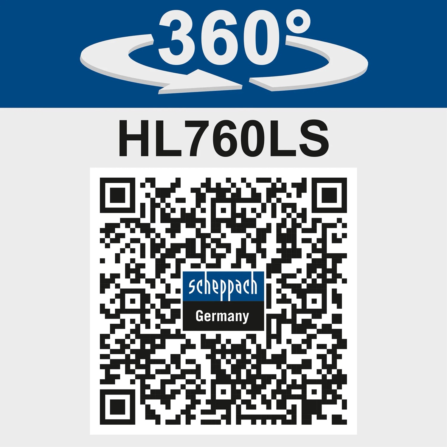 360° Ansicht Scheppach Holzspalter HL760LS 7 t mit QR-Code