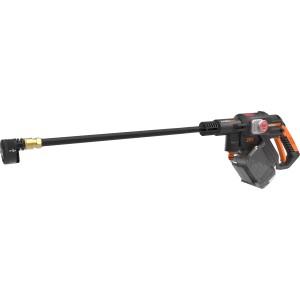 Worx Hydroshot WG633E.9 Mitteldruckreiniger (ohne Akku/Ladegerät). Kompakter Hochdruckreiniger in Schwarz/Orange.