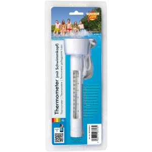 Summer Fun Schwimmthermometer Basic im Blisterpack, weißes Pool Thermometer mit gut lesbarer Skala.