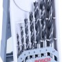 Bosch Holzbohrer-Set Pro, 7-teilig, in offenem grau-weißem Koffer. Verschiedene Holzspiralbohrer für präzise Bohrungen.