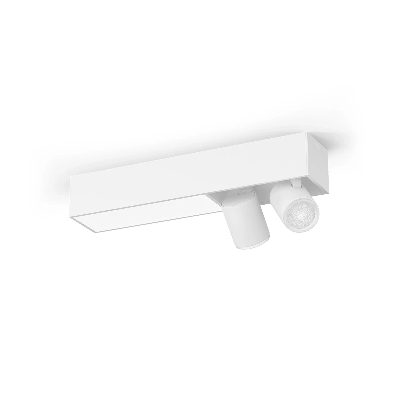 Weiße Philips Hue Centris LED-Deckenleuchte mit 2 Spots, White & Color Ambiance für smartes Licht.