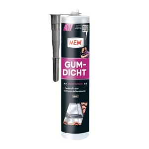Graue Kartusche MEM Gum Dicht 310ml für Bauabdichtungen, flexibel und wasserdicht.