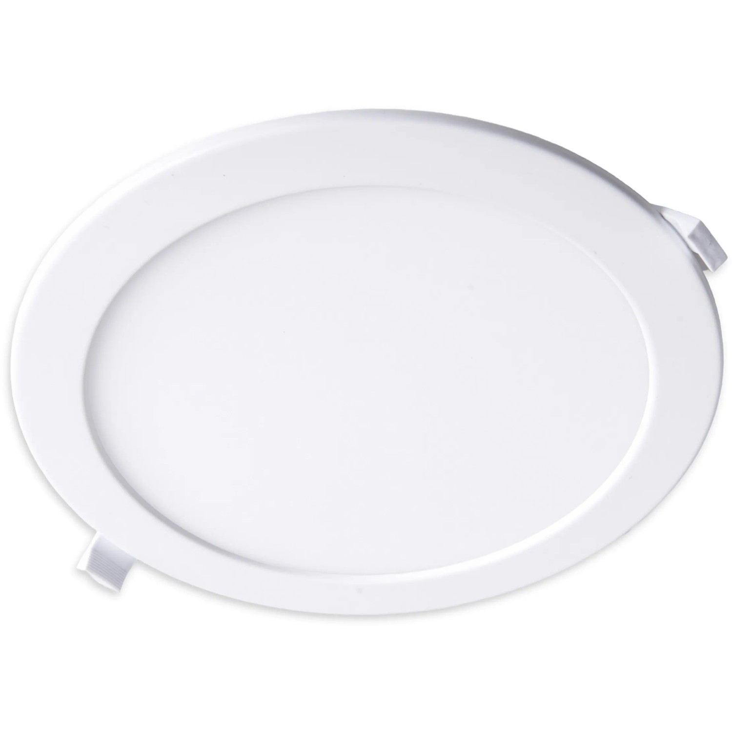 Weiße, runde LED-Deckenleuchte Komplex, 24,7 cm Durchmesser.