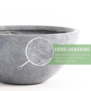 Pflanzwerk Pflanzschale Bowl Premium Frostbeständig Lava 36 cm Hellgrau