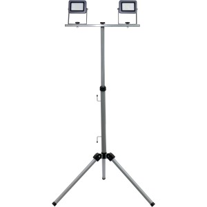 LED-Arbeitsleuchte Flare auf Stativ, 2x15W, silber-anthrazit, ausziehbarer Baustrahler.