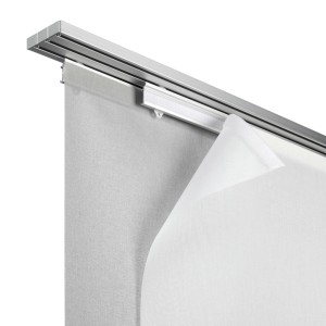 Gardinia Flächenvorhangschiene, 3-läufig, Silber, 260 cm mit Stoffbahnen.