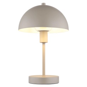 Globo Tischleuchte Atoma I, sandfarbenes Metall, Pilzdesign. LED-Tischleuchte für Nachttisch oder Schreibtisch.