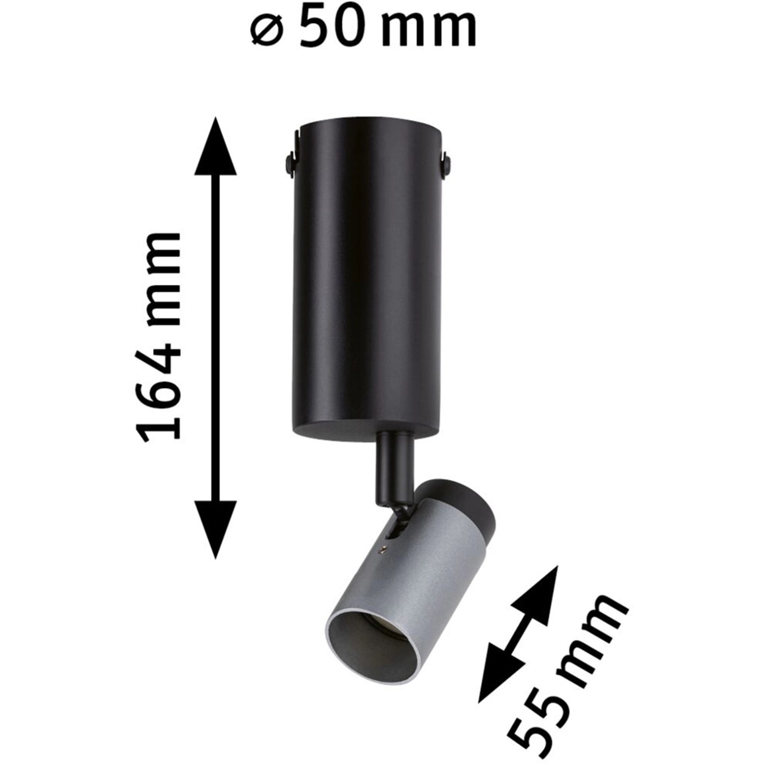 Paulmann Runa Deckenleuchte, schwarz-anthrazit, mit schwenkbarem GU10 Spot. Wandlampe aus Metall.