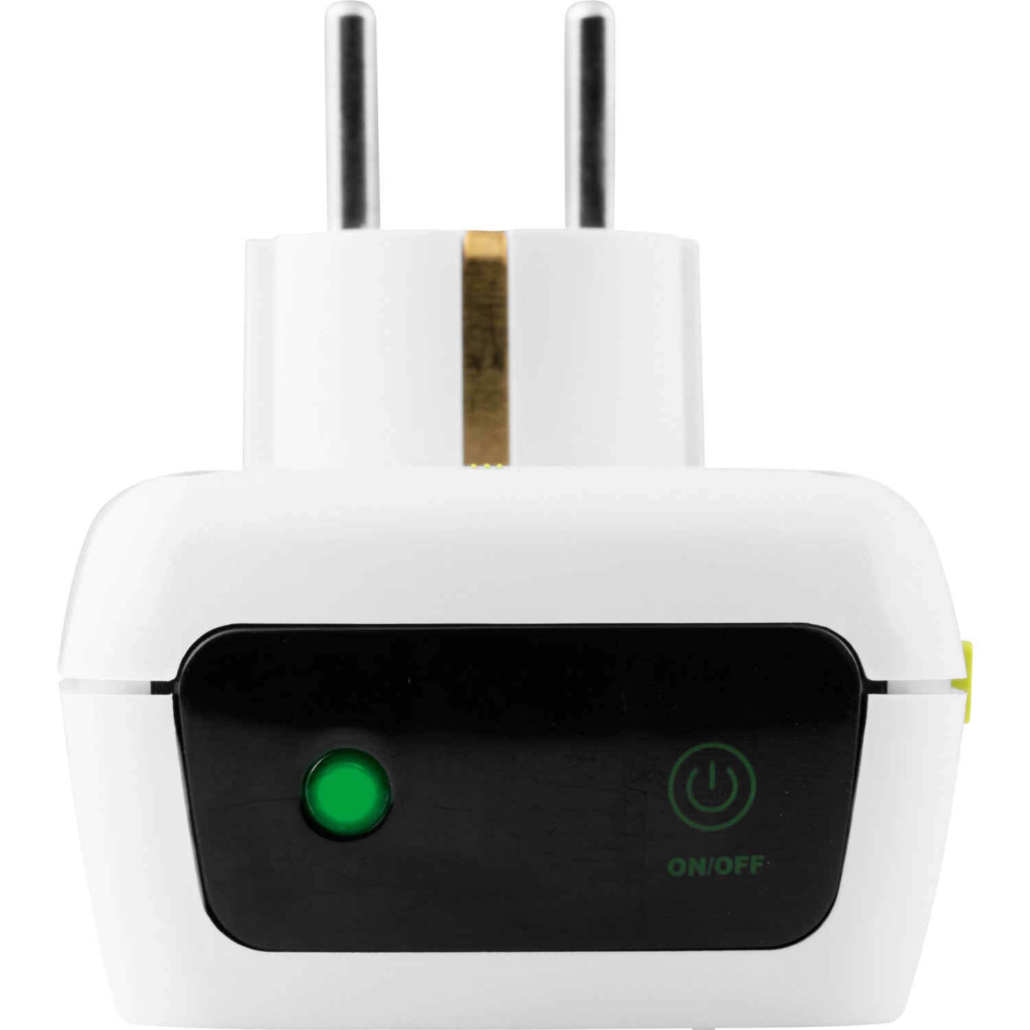 Weißer Kurzzeit-Schaltadapter für Hausfunksteuerung mit Kinderschutz.