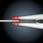 LUX Telefonzange Professional 160 mm beim Schneiden eines Drahts, Detailaufnahme der Zange.