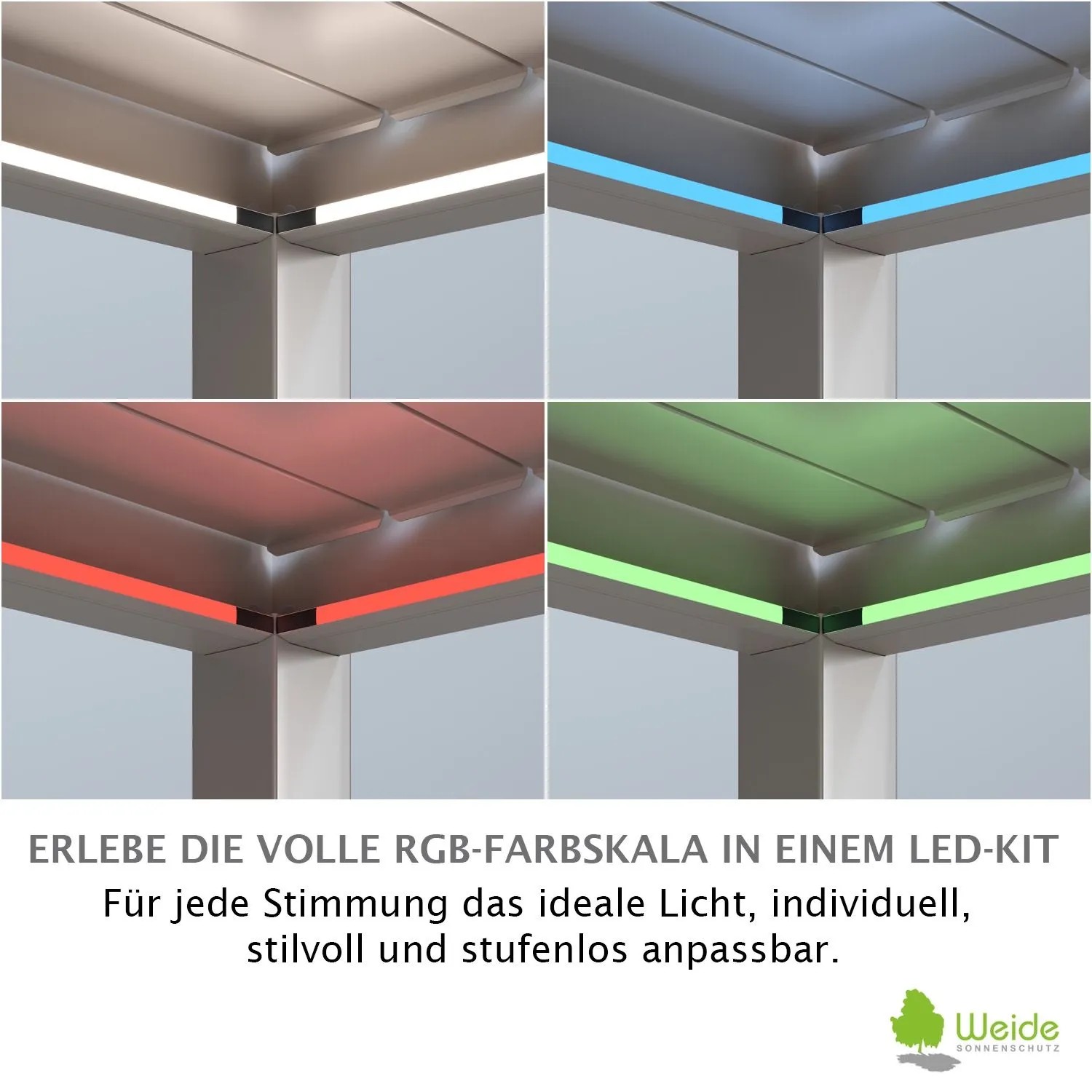 Weide E-Deluxe Plus | elektrische Pergola mit LED | Voll Aluminium | 4 x 6 M | motorisiertes Lamellendach Ivory Sand_10